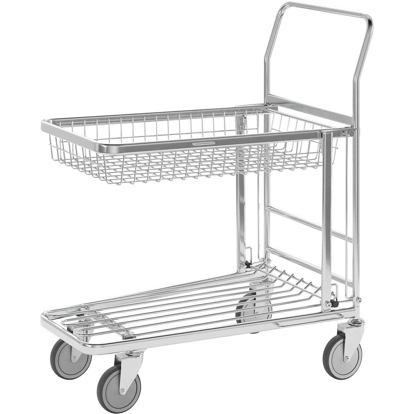 Shopping trolley, zinc plated, LxWxH 870 x 530 x 1010 mm, max. load 300 kg.