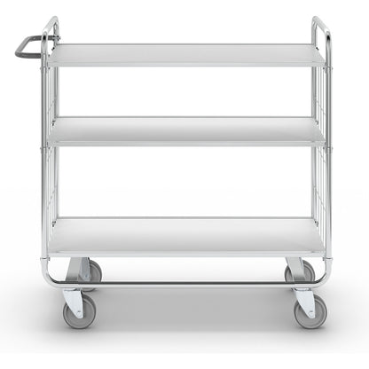Zinc plated shelf truck, 3 shelves, LxWxH 1195 x 470 x 1120 mm, 4 castors.