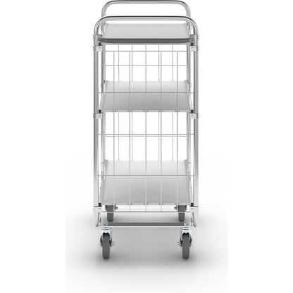 Zinc plated shelf truck, 3 shelves, LxWxH 815 x 470 x 1120 mm, 4 castors.