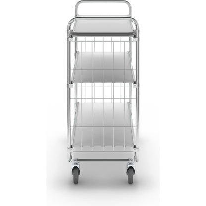 Zinc plated shelf truck, 3 shelves, LxWxH 1195 x 470 x 1120 mm, 4 castors, 2 with wheel stops.
