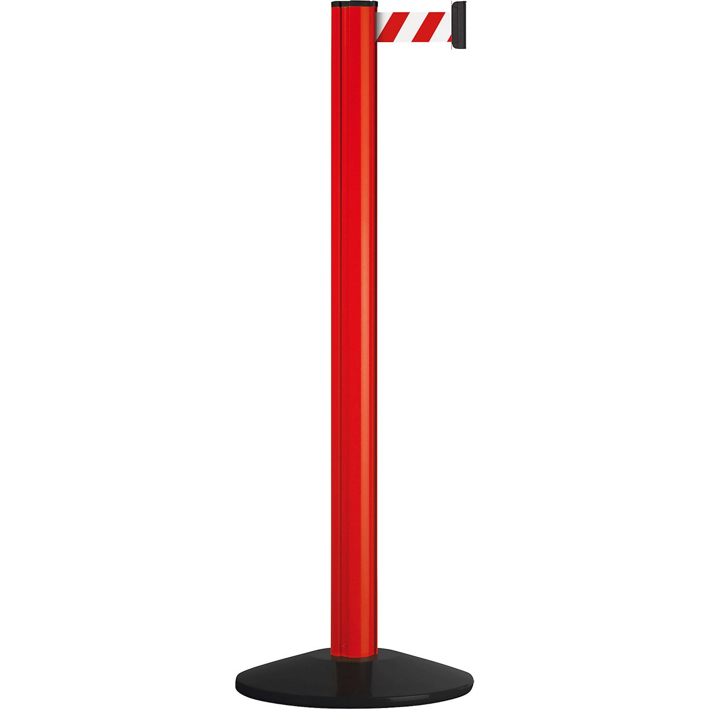 Belt post made of aluminium, belt extends to 2300 mm, post colour red, 1 tape belt.