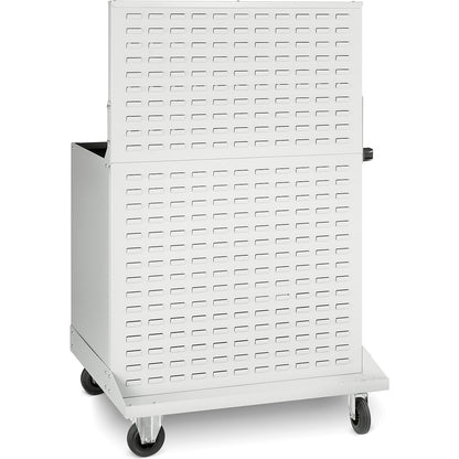 Mobile rack with open fronted storage bins and work surface, HxWxD 940 x 820 x 245 mm, with 109 bins.