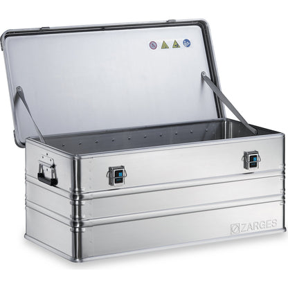 Aluminium transport case, capacity 162 l, internal LxWxH 950 x 450 x 380 mm, robust construction.