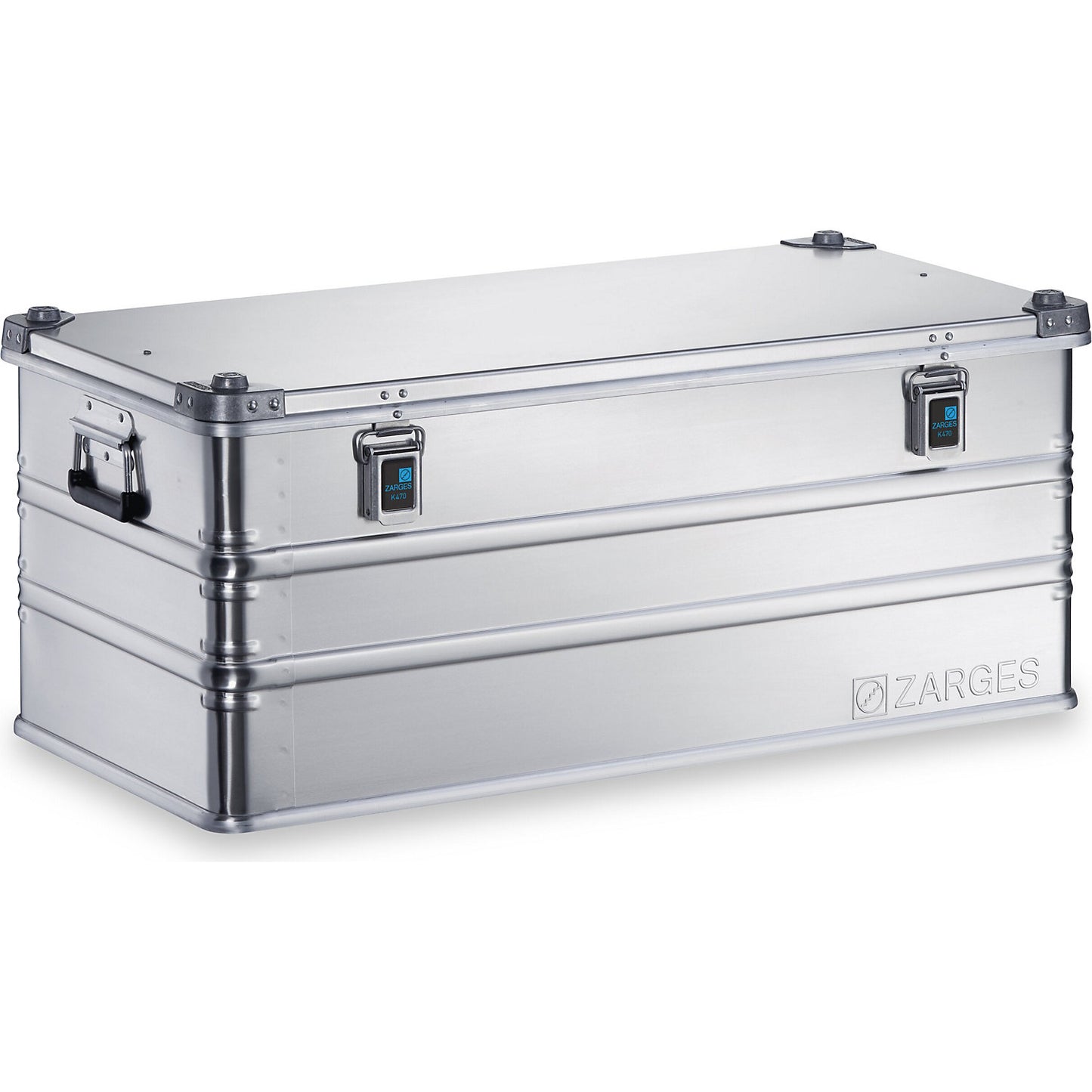 Aluminium transport case, capacity 162 l, internal LxWxH 950 x 450 x 380 mm, robust construction.