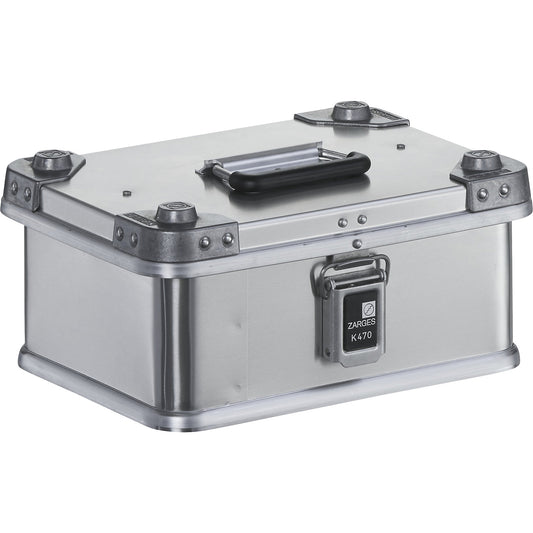 Aluminium transport case, capacity 13 l, internal LxWxH 350 x 250 x 150 mm, robust construction.