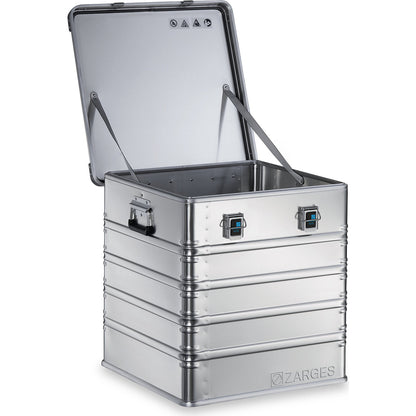 Aluminium transport case, capacity 175 l, internal LxWxH 550 x 550 x 580 mm, robust construction.