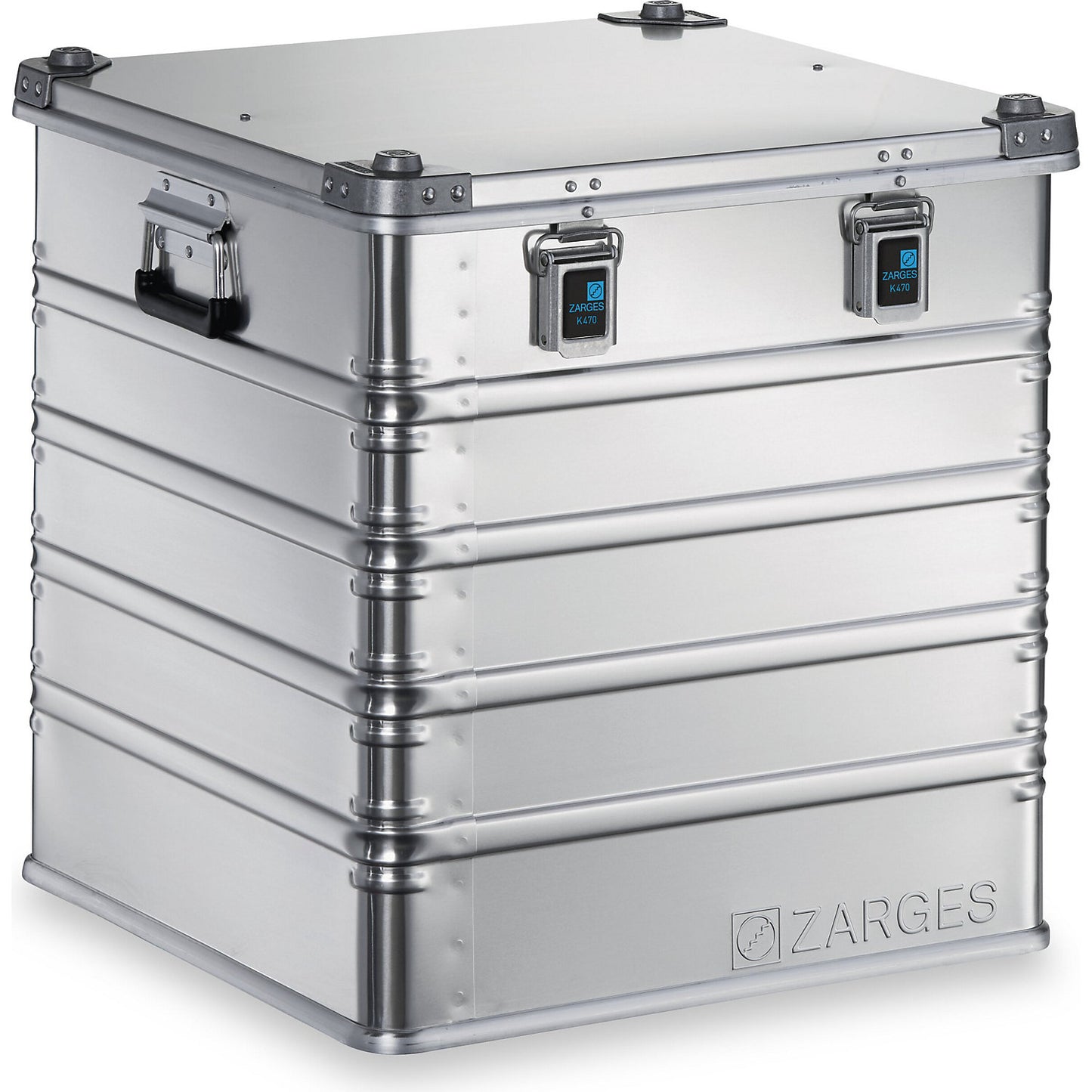 Aluminium transport case, capacity 175 l, internal LxWxH 550 x 550 x 580 mm, robust construction.