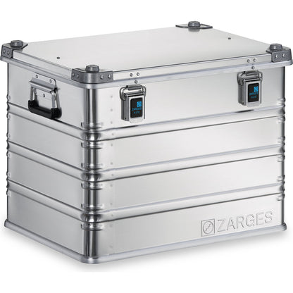 Aluminium transport case, capacity 116 l, internal LxWxH 600 x 430 x 450 mm, robust construction.