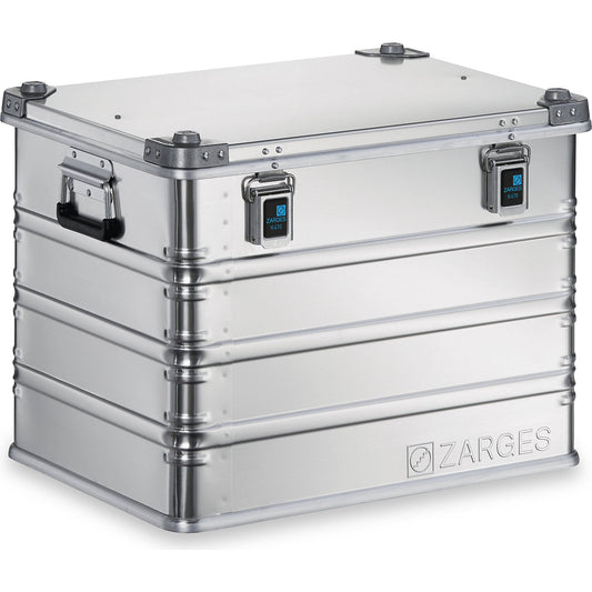 Aluminium transport case, capacity 116 l, internal LxWxH 600 x 430 x 450 mm, robust construction.