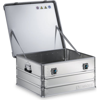 Aluminium transport case, capacity 150 l, internal LxWxH 690 x 640 x 340 mm, robust construction.