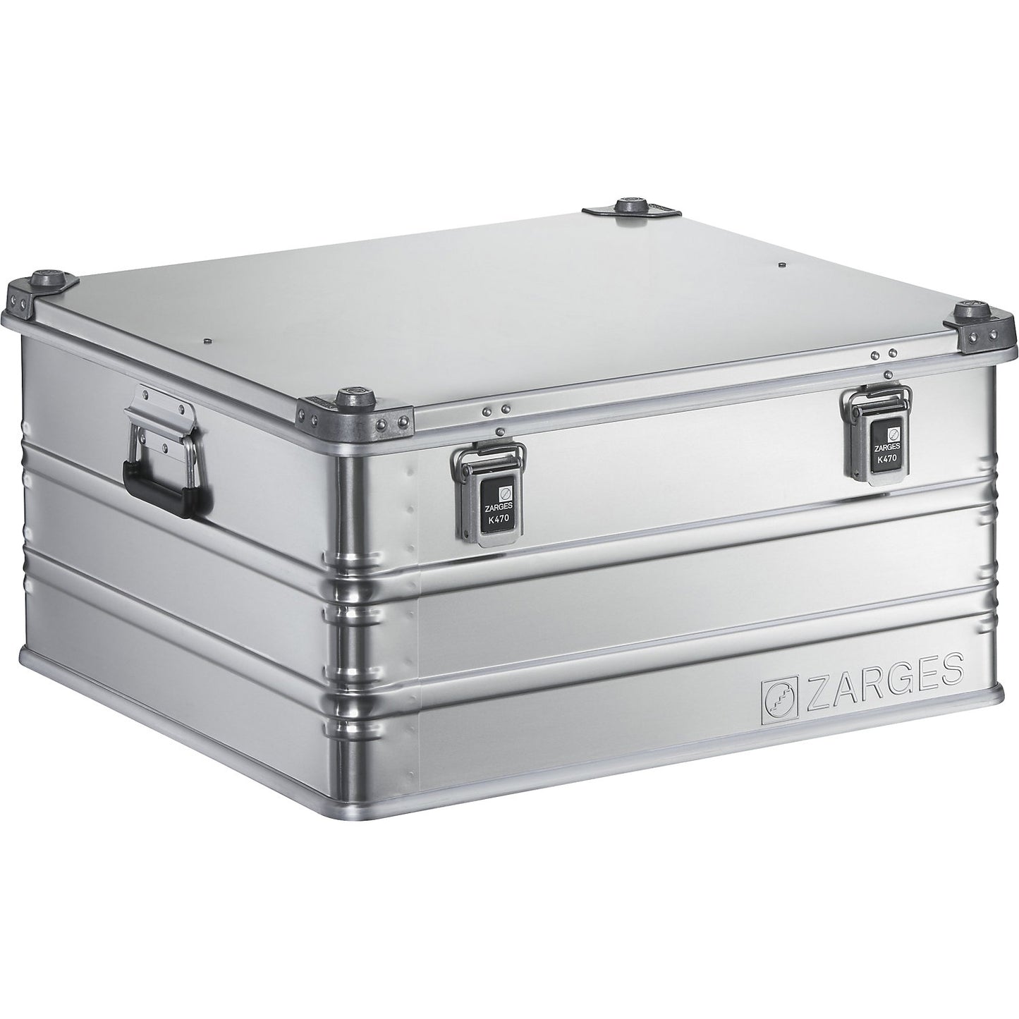 Aluminium transport case, capacity 150 l, internal LxWxH 690 x 640 x 340 mm, robust construction.