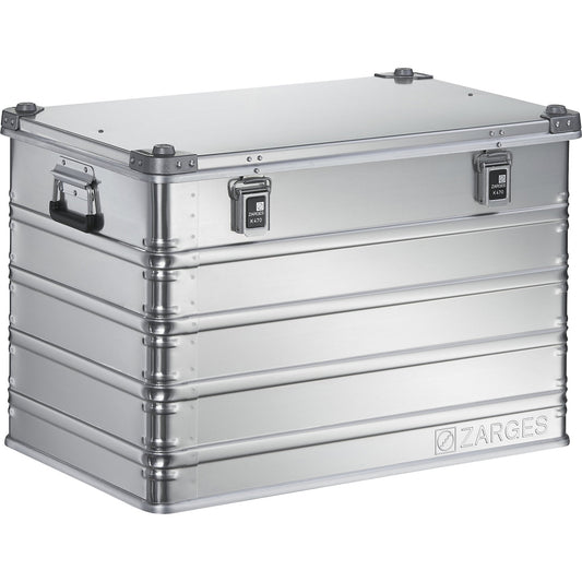 Aluminium transport case, capacity 195 l, internal LxWxH 780 x 480 x 520 mm, robust construction.