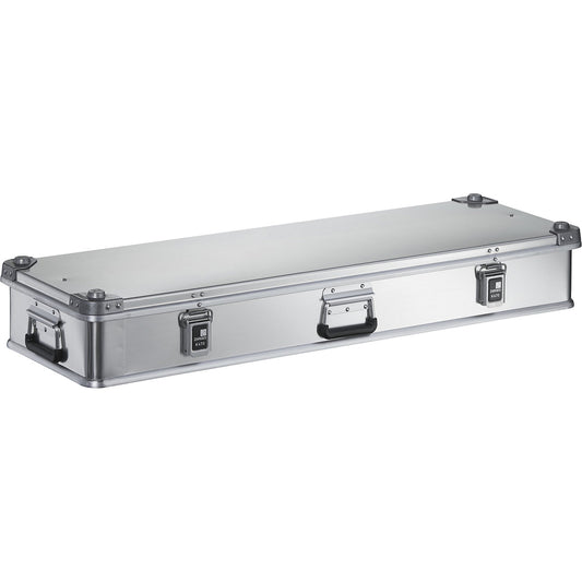 Aluminium transport case, capacity 60 l, internal LxWxH 1150 x 350 x 150 mm, robust construction.