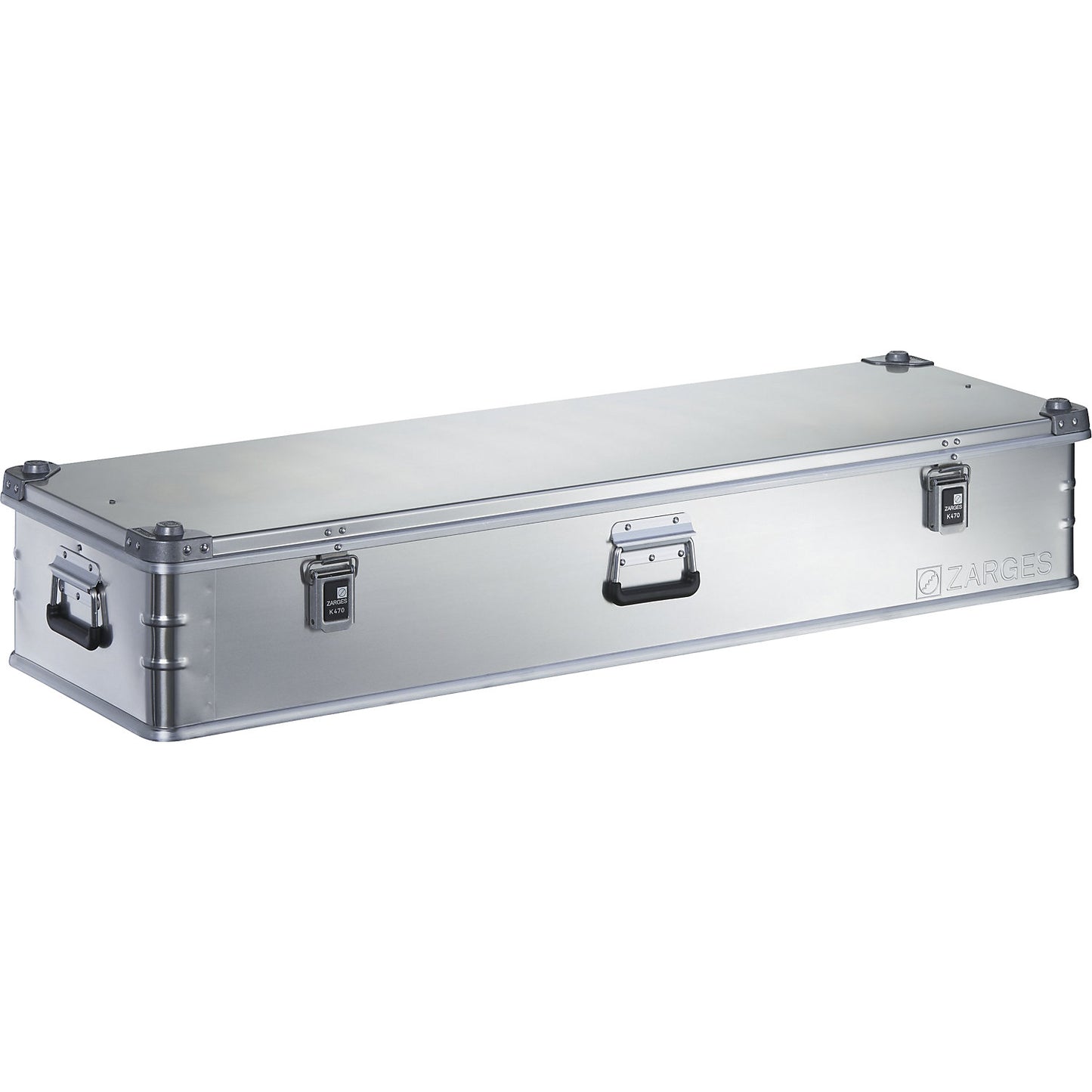 Aluminium transport case, capacity 119 l, internal LxWxH 1350 x 400 x 220 mm, robust construction.