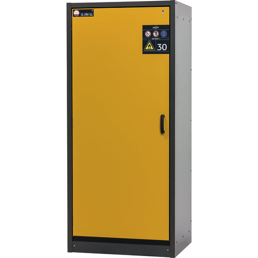 Fire resistant hazardous goods cupboard, type 30, 1-door, width 864 mm, gold yellow.