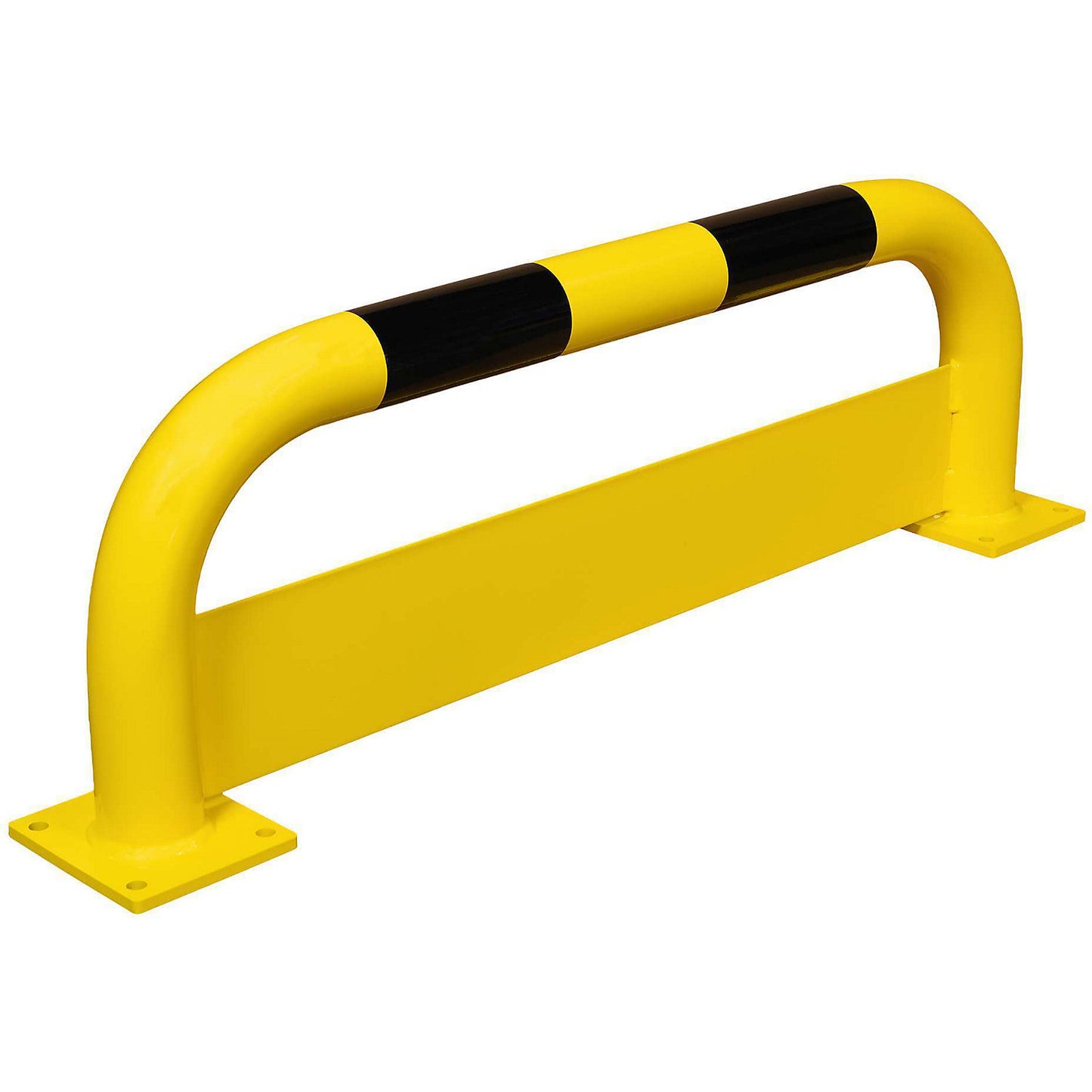 Crash protection bar, steel, Ø 76 mm, with forklift guard 150 mm, HxW 350 x 1000 mm.
