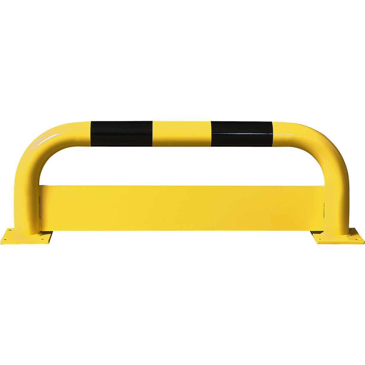 Crash protection barrier with forklift guard, Ø 76 mm, indoor areas, HxW 350 x 1000 mm, forklift guard 150 mm.