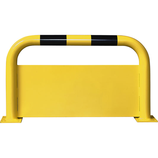 Crash protection barrier with forklift guard, Ø 76 mm, indoor areas, HxW 600 x 1000 mm, forklift guard 400 mm.