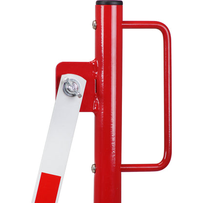 Barrier post with expanding barrier, rectangular tubing 70 x 70 mm, to bolt in place, red / white, max. length 4000 mm.