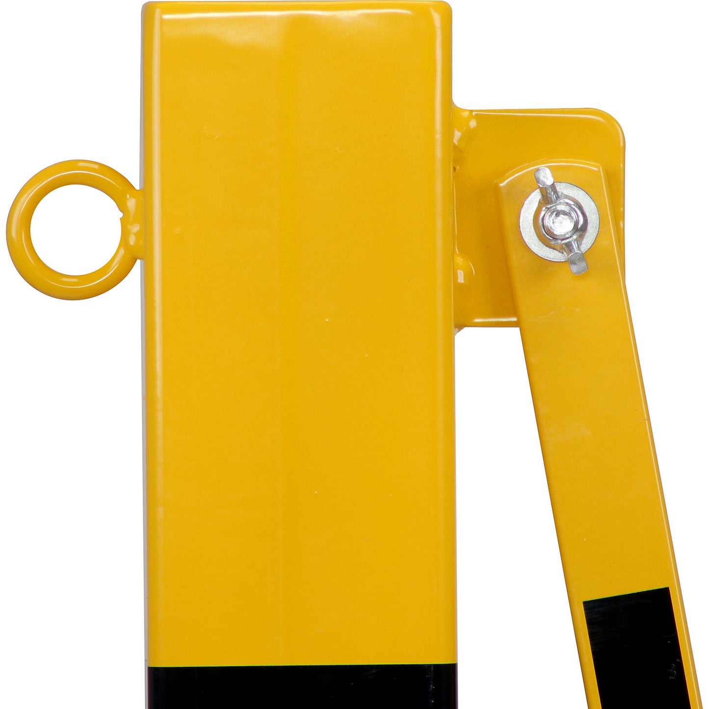 Barrier post with expanding barrier, rectangular tubing 70 x 70 mm, to bolt in place, yellow / black, max. length 4000 mm.