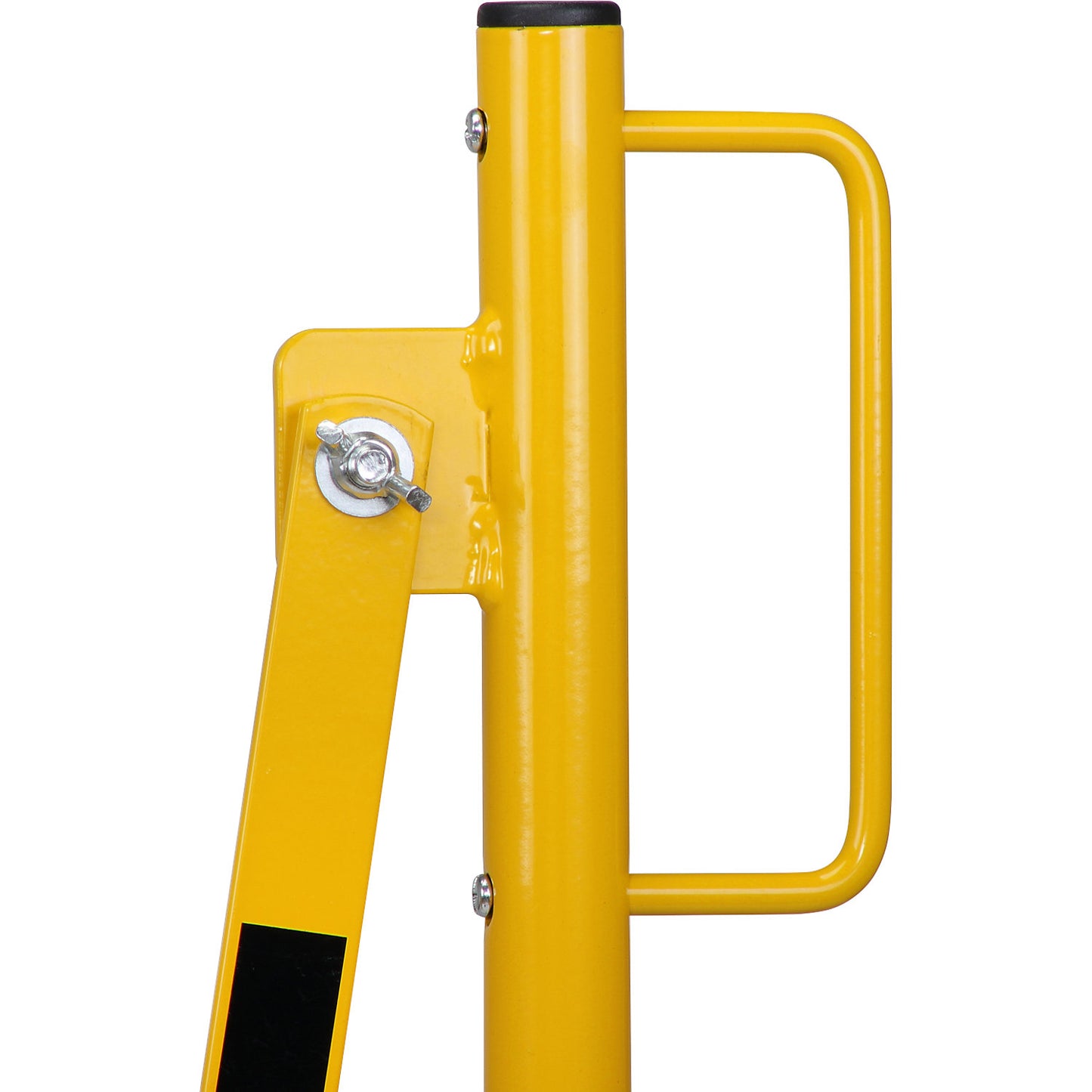 Barrier post with expanding barrier, round tubing Ø 60 mm, to bolt in place, yellow / black, max. length 4000 mm.