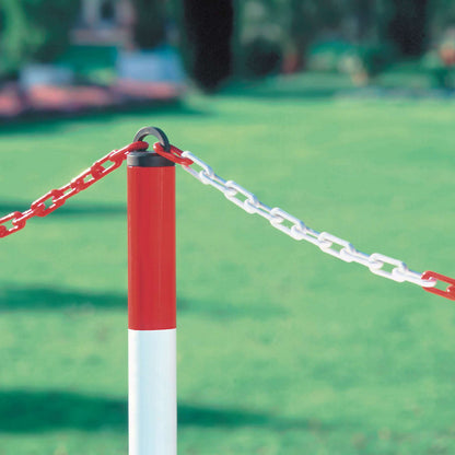 Coloured nylon chain, pack of 50 m, red / white.