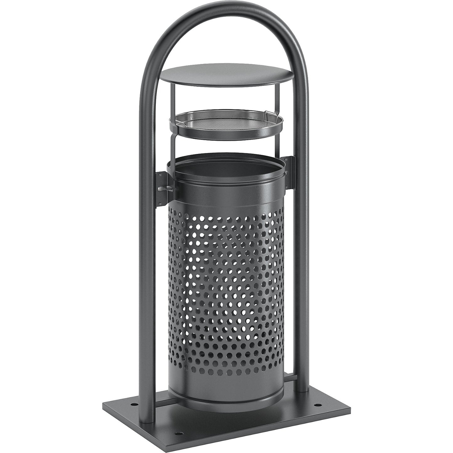 Combination ashtray with pipe arch and hood, capacity 65 l, WxHxD 580 x 1160 x 380 mm, antique silver.