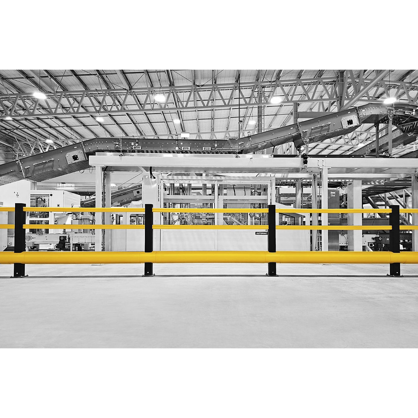 FLEX IMPACT® crash protection railing, post height 1150 mm, overall width 5050 mm.
