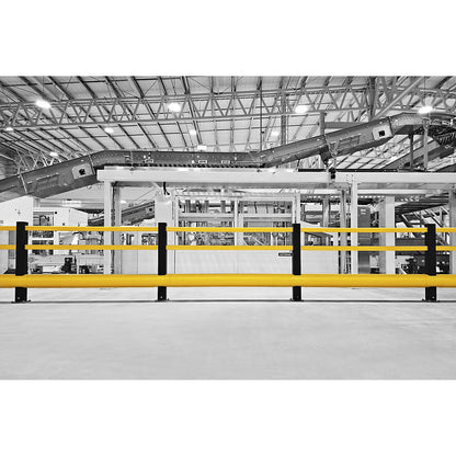 FLEX IMPACT® crash protection railing, post height 1150 mm, overall width 5050 mm.