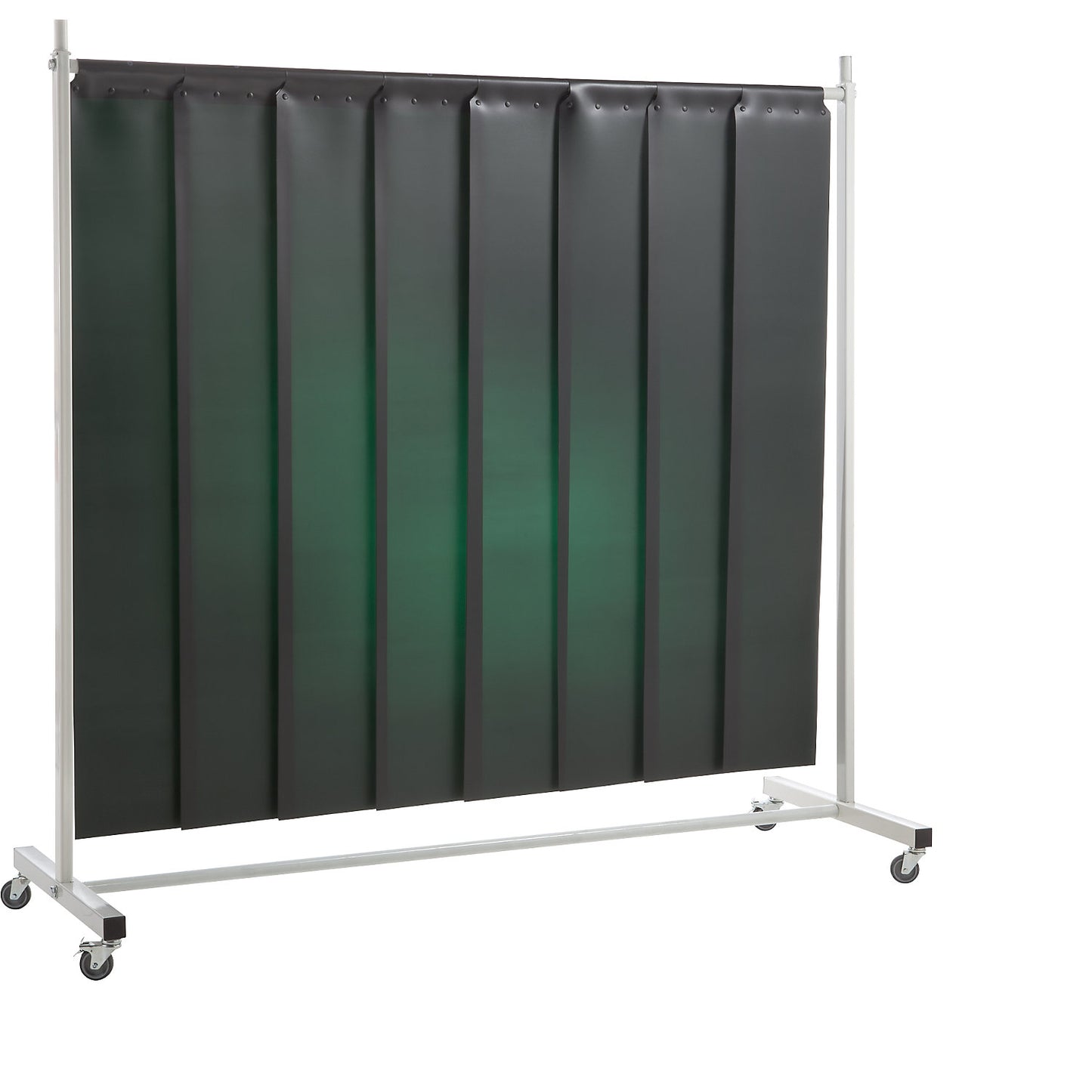 Welder's screen, mobile, with lamellar curtain, dark green, WxH 2100 x 2100 mm, 1-part.