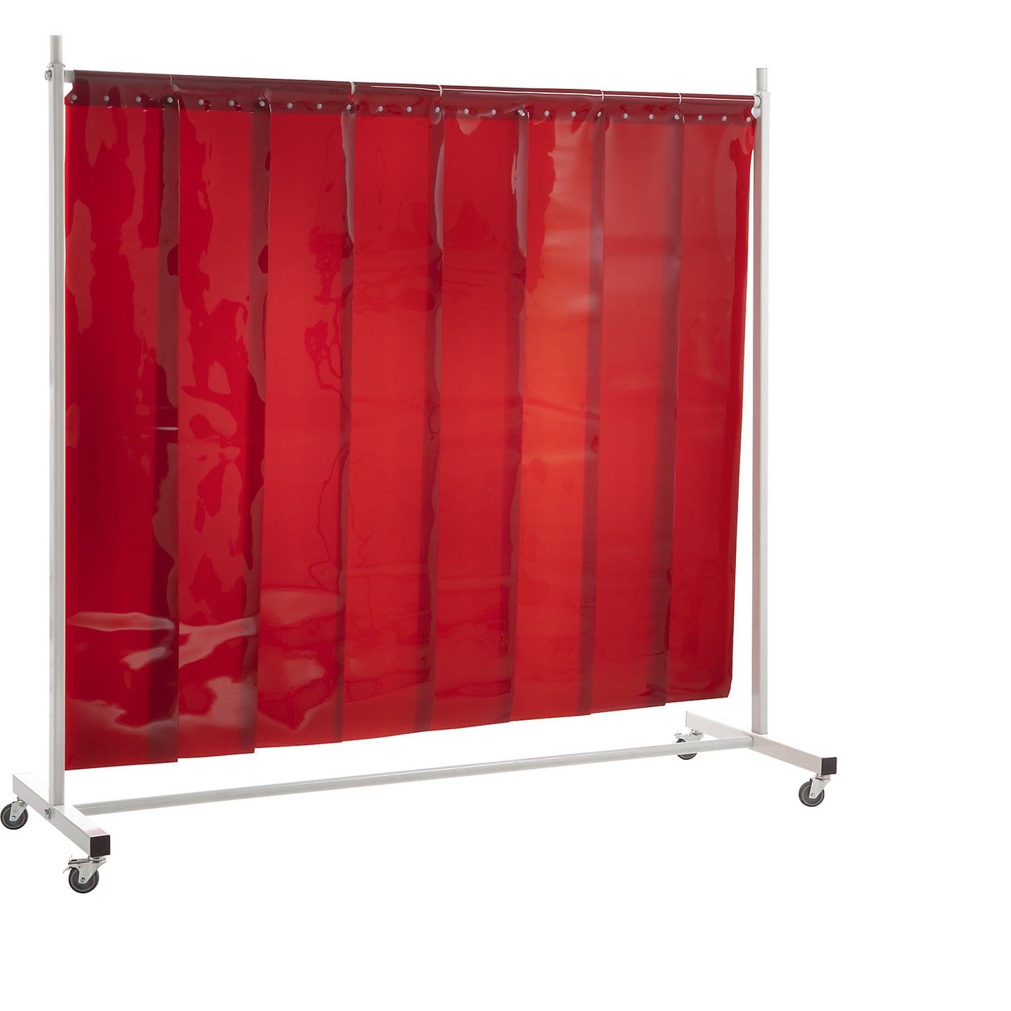 Welder's screen, mobile, with lamellar curtain, red, WxH 2100 x 2100 mm, 1-part.