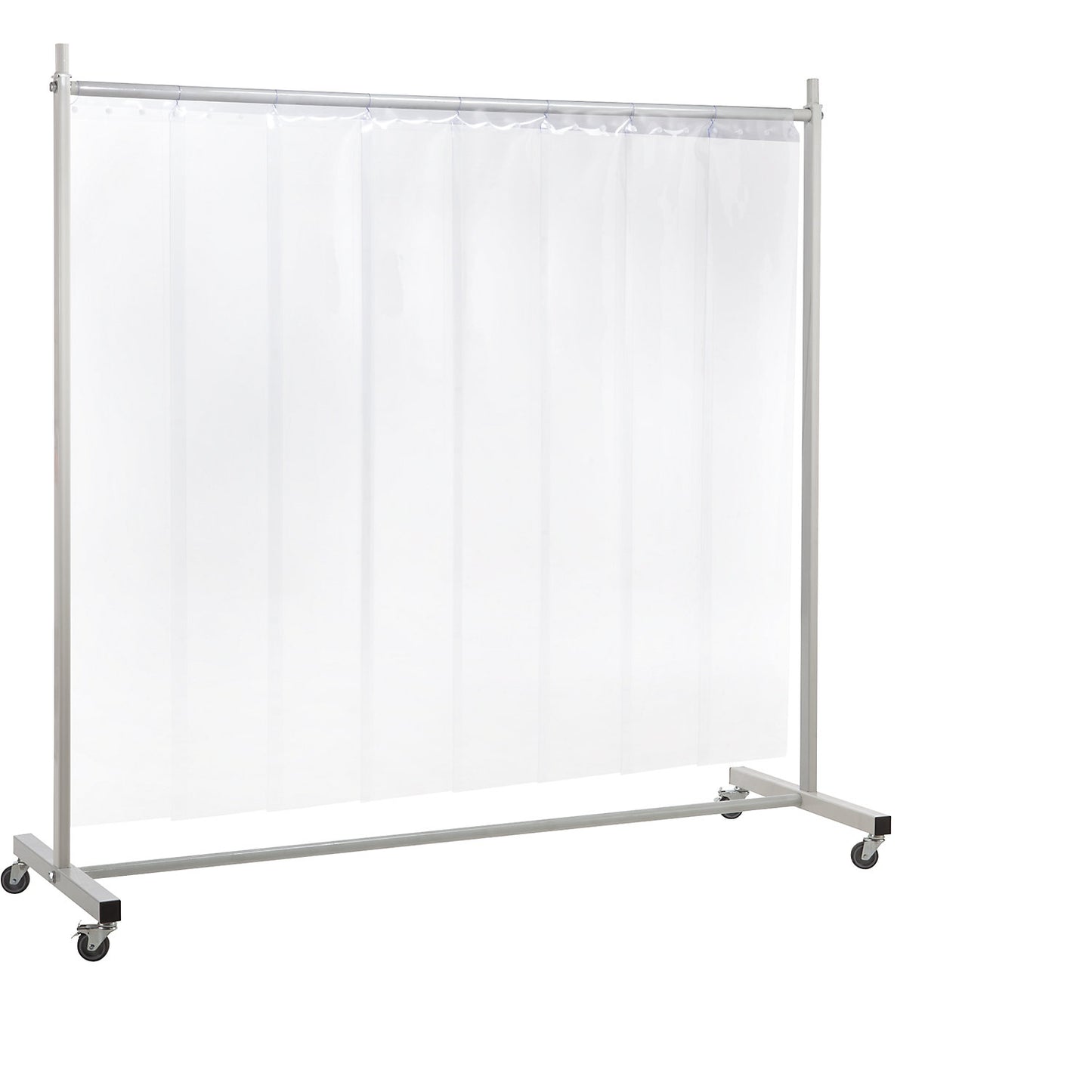 Protective screen, mobile, with lamella curtain, transparent, WxH 2100 x 2100 mm, 1-part.