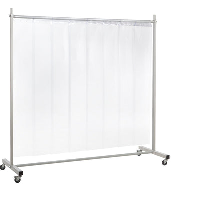 Protective screen, mobile, with lamella curtain, transparent, WxH 2100 x 2100 mm, 1-part.