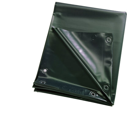 Protective tarp, to DIN standard, LxW 2000 x 1400 mm, dark green.