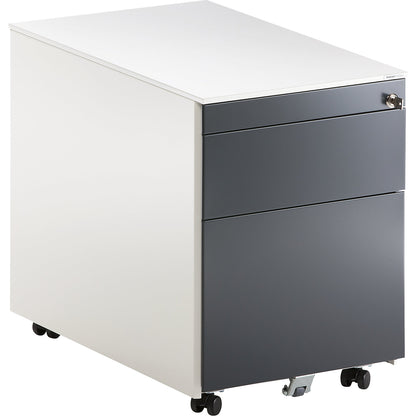 Drawer pedestal with castors, HxD 570 x 600 mm, 1 drawer, 1 suspension file drawer, pure white / charcoal / white.