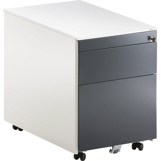 Drawer pedestal with castors, HxD 570 x 600 mm, 1 drawer, 1 suspension file drawer, pure white / charcoal / white.