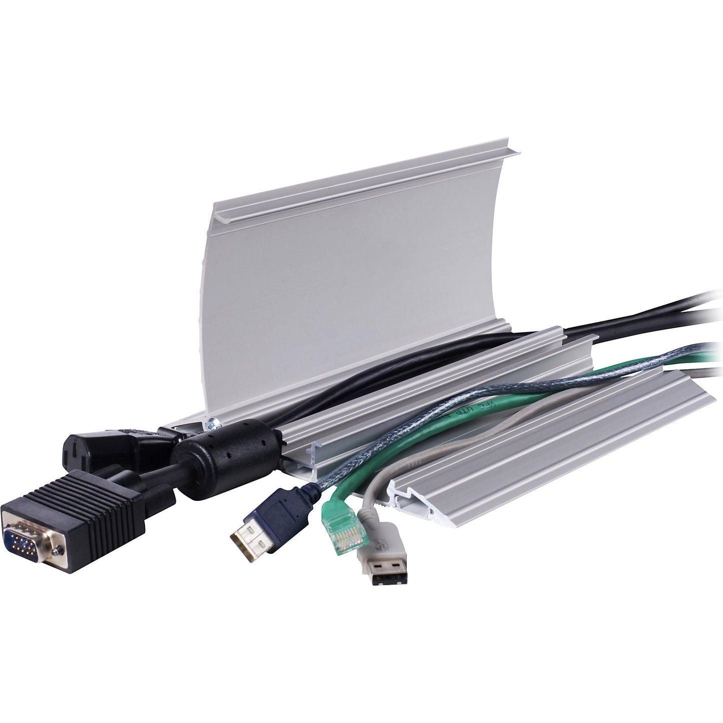 Cable protection, straight, fold-open, silver.