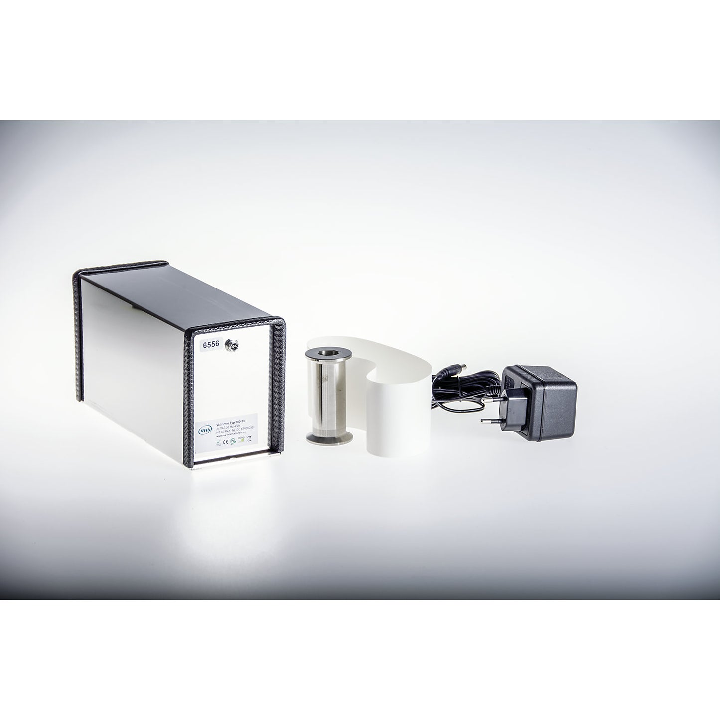 Belt oil skimmer, robust, LxWxH 225 x 85 x 115 mm, belt width 60 mm.