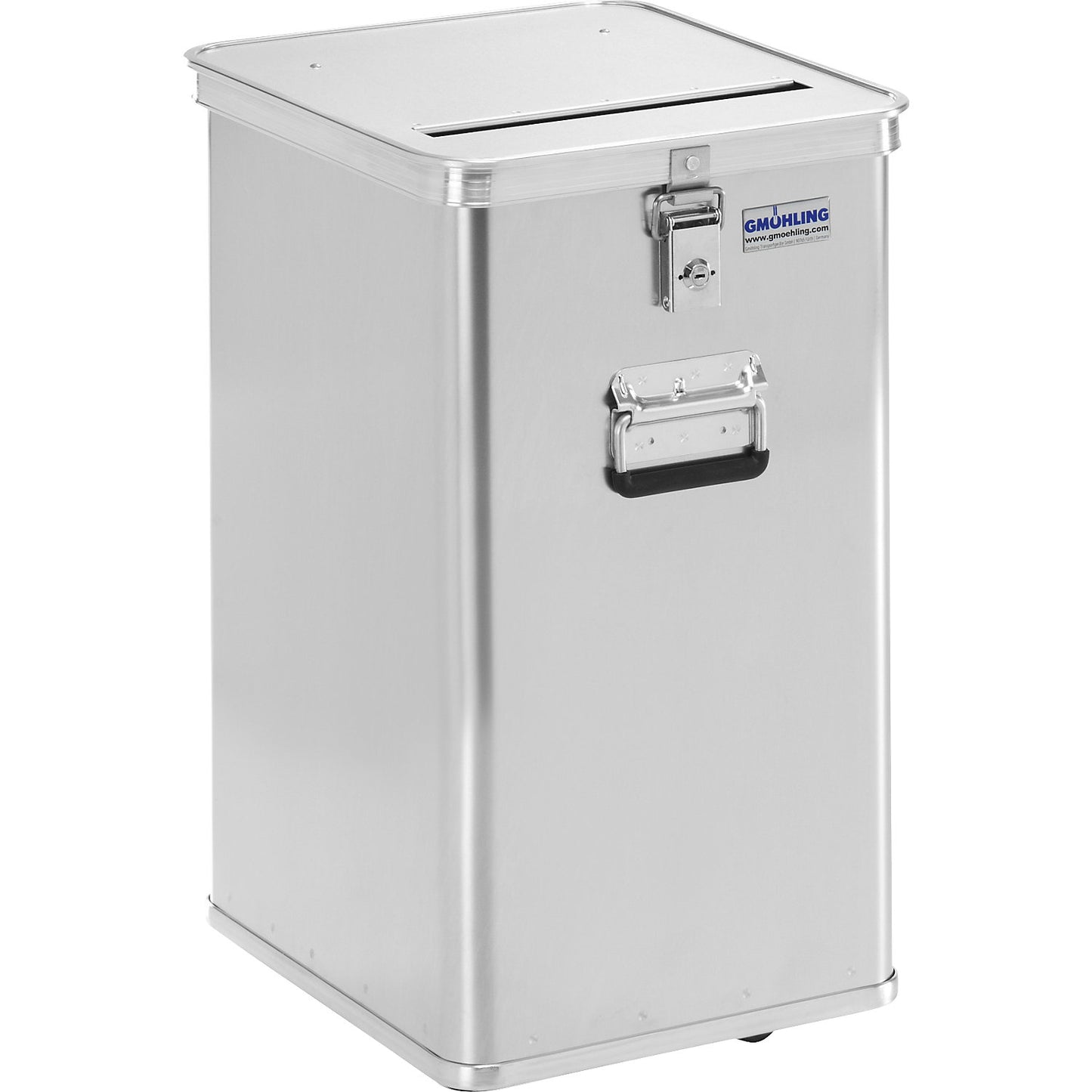 Container for document shredding, HxWxD 650 x 435 x 385 mm, with deposit slot.