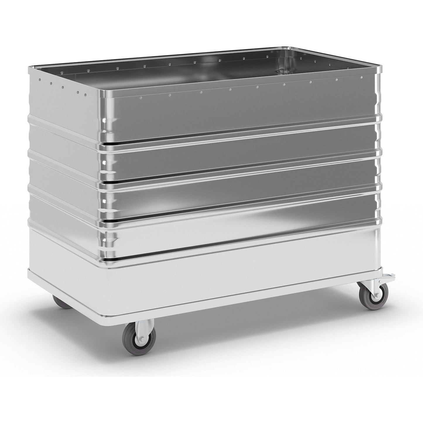 Aluminium container truck, solid panel, without lid, capacity 322 l.