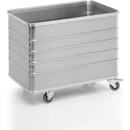 Aluminium container truck, solid panel, without lid, capacity 322 l.