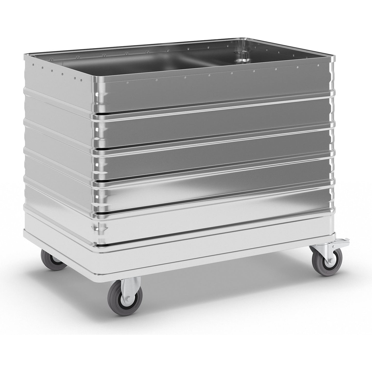 Aluminium container truck, solid panel, without lid, capacity 415 l.