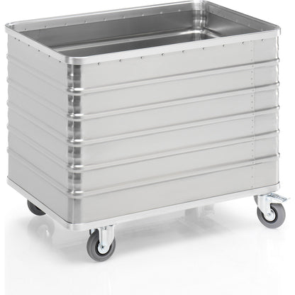 Aluminium container truck, solid panel, without lid, capacity 415 l.