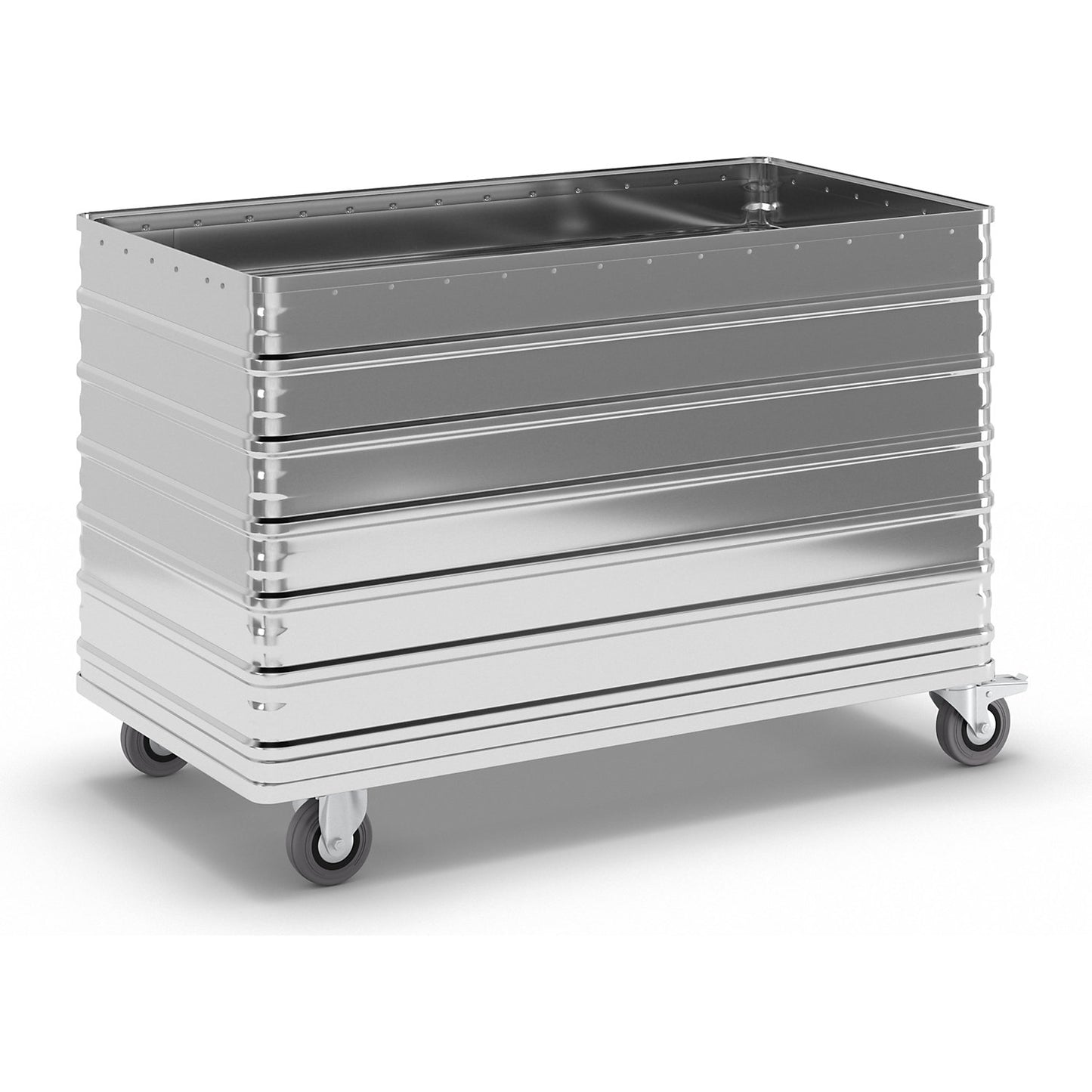 Aluminium container truck, solid panel, without lid, capacity 560 l.