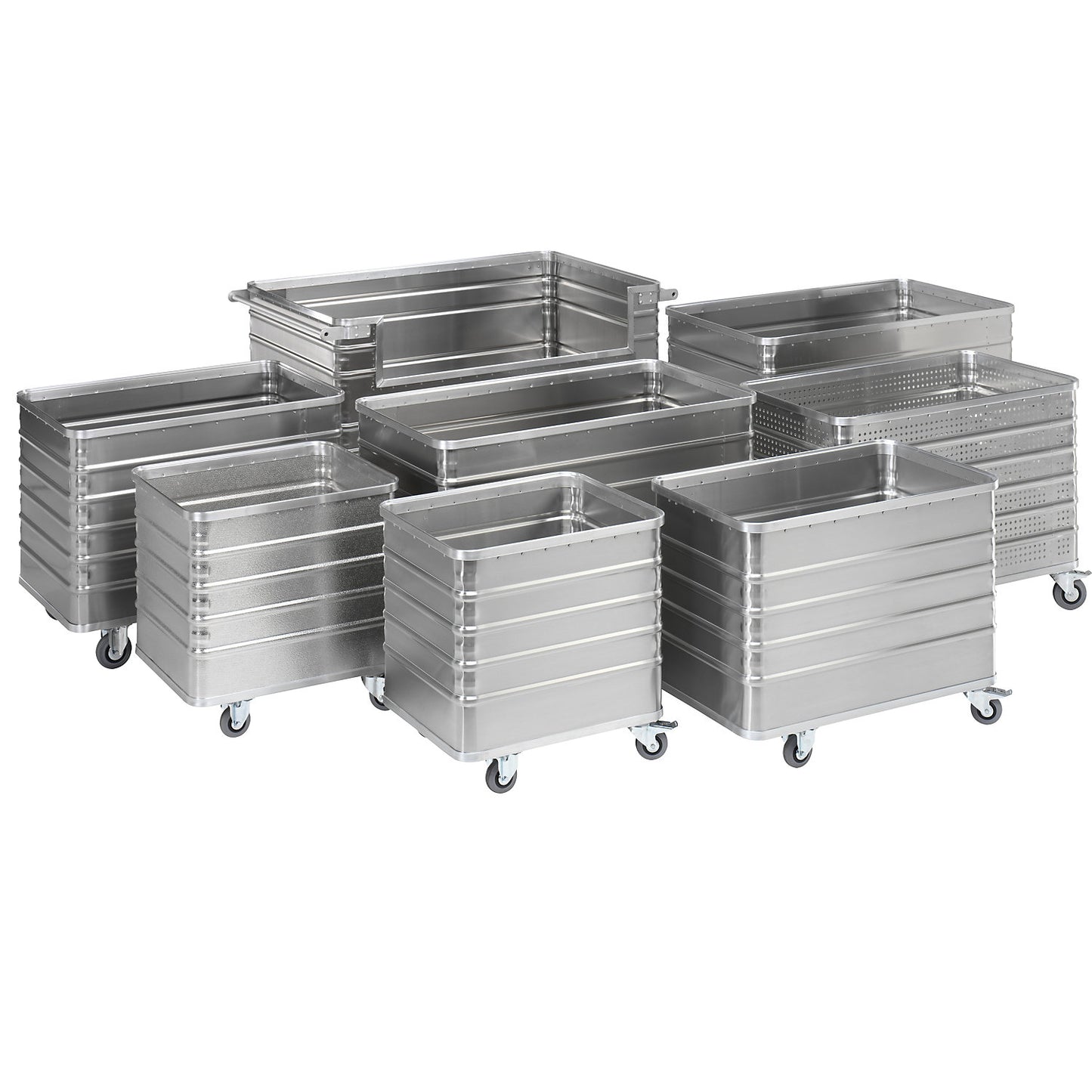 Aluminium container truck, solid panel, without lid, capacity 560 l.