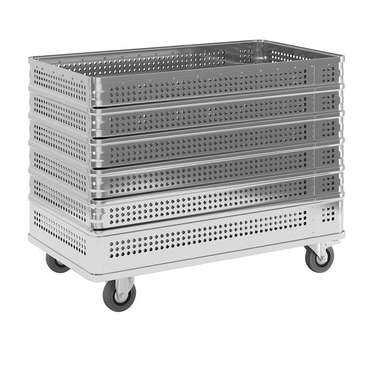 Aluminium container truck, perforated panels and base, external LxWxH 1130 x 630 x 835 mm.