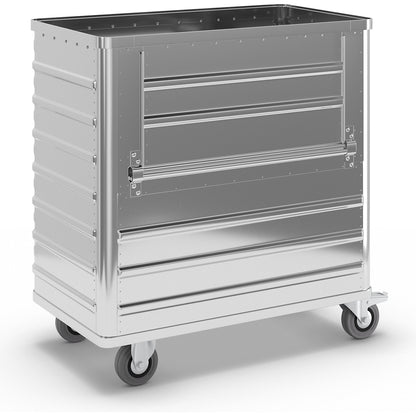 Aluminium container truck, drop gate on side panel, without lid, capacity 355 l.
