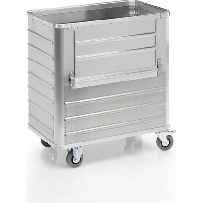 Aluminium container truck, drop gate on side panel, without lid, capacity 355 l.