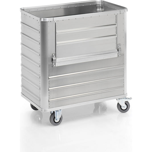 Aluminium container truck, drop gate on side panel, without lid, capacity 355 l.