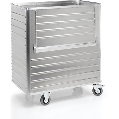 Aluminium container truck, drop gate on side panel, without lid, capacity 1050 l.